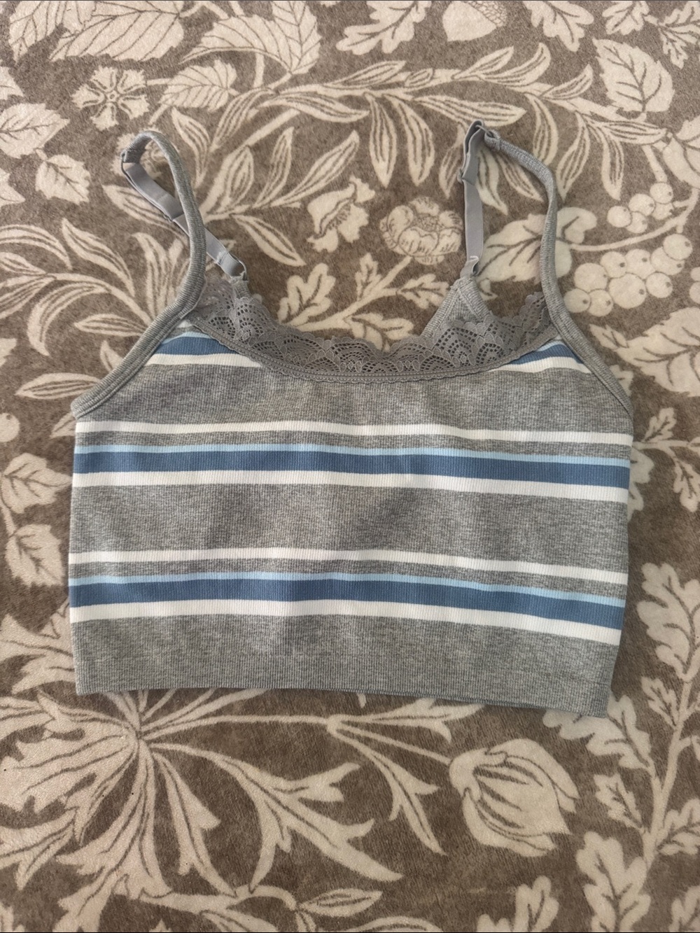 aerie Heather Gray Lace-Trim Bralette